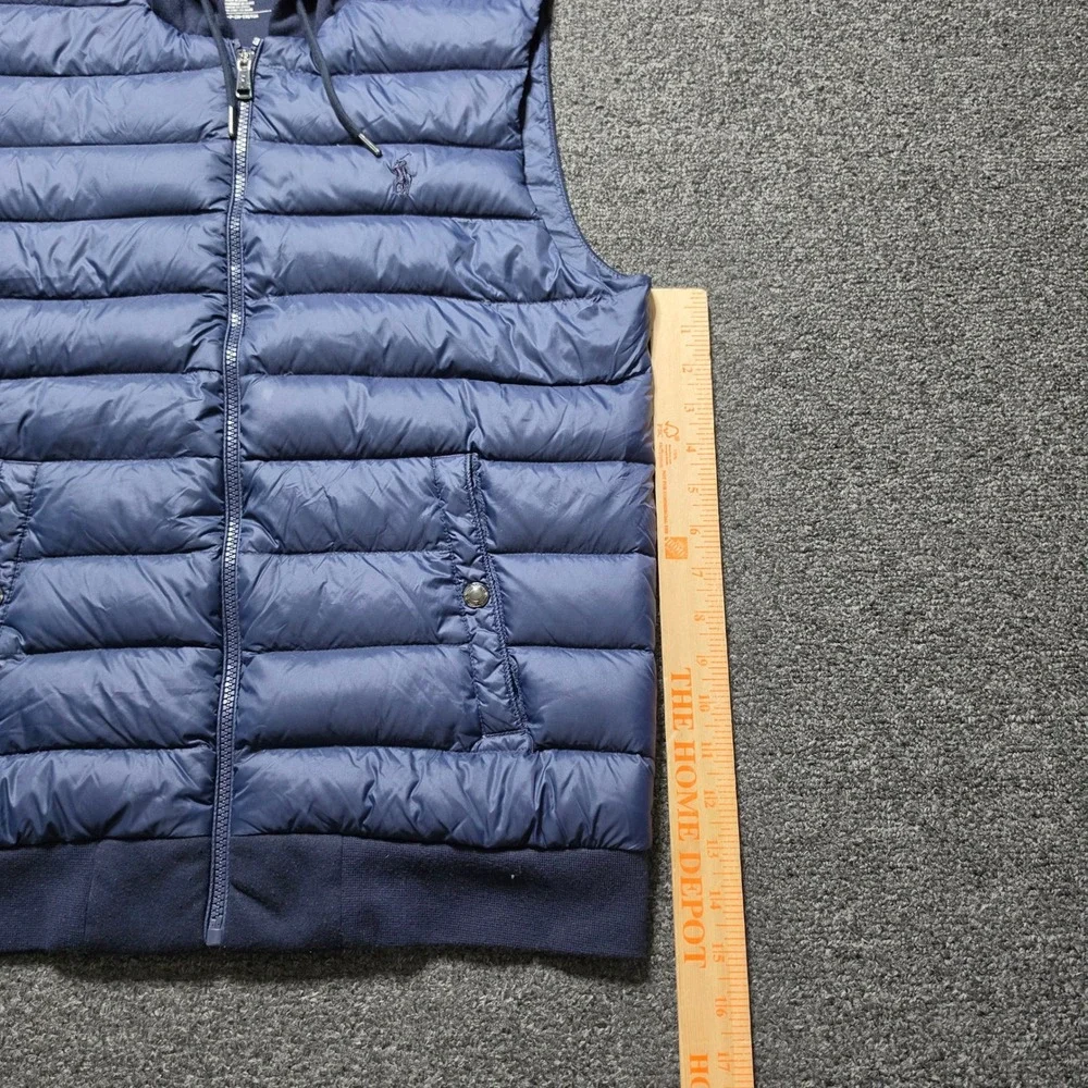 Polo Ralph Lauren‎ Down Vest Navy Blue Mens Small Performance Hybrid Hooded Pony